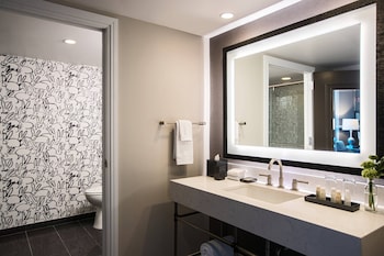 Designer toiletries, hair dryer, towels, soap at The Lindy Renaissance Charleston Hotel