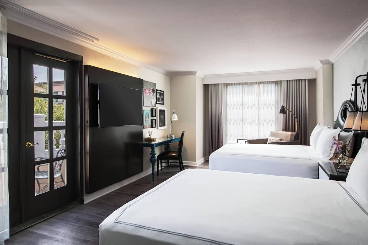 Room, 2 Queen Beds, Terrace, Corner | Hypo-allergenic bedding, in-room safe, desk, laptop workspace