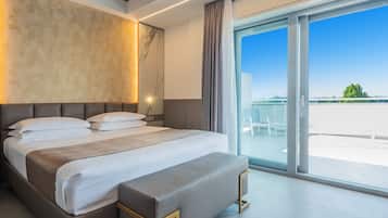 Down duvets, minibar, in-room safe, desk