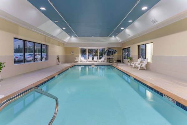 Indoor pool, open 8 AM to 10 PM, sun loungers