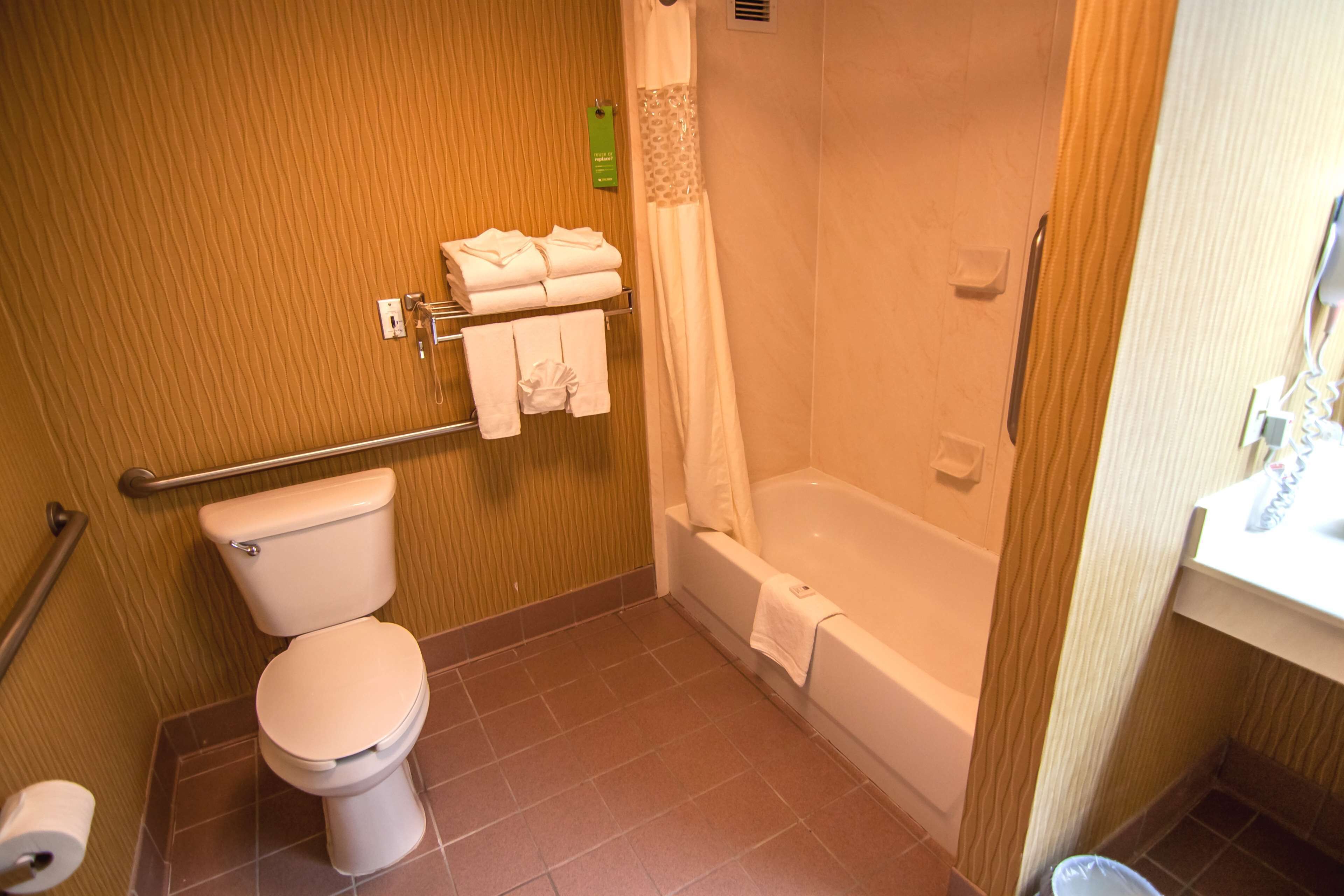 free toiletries, hair dryer, towels