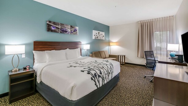 A hotel room with a large bed, a desk, a chair, and a TV. - Sleep Inn Clovis (Clovis)