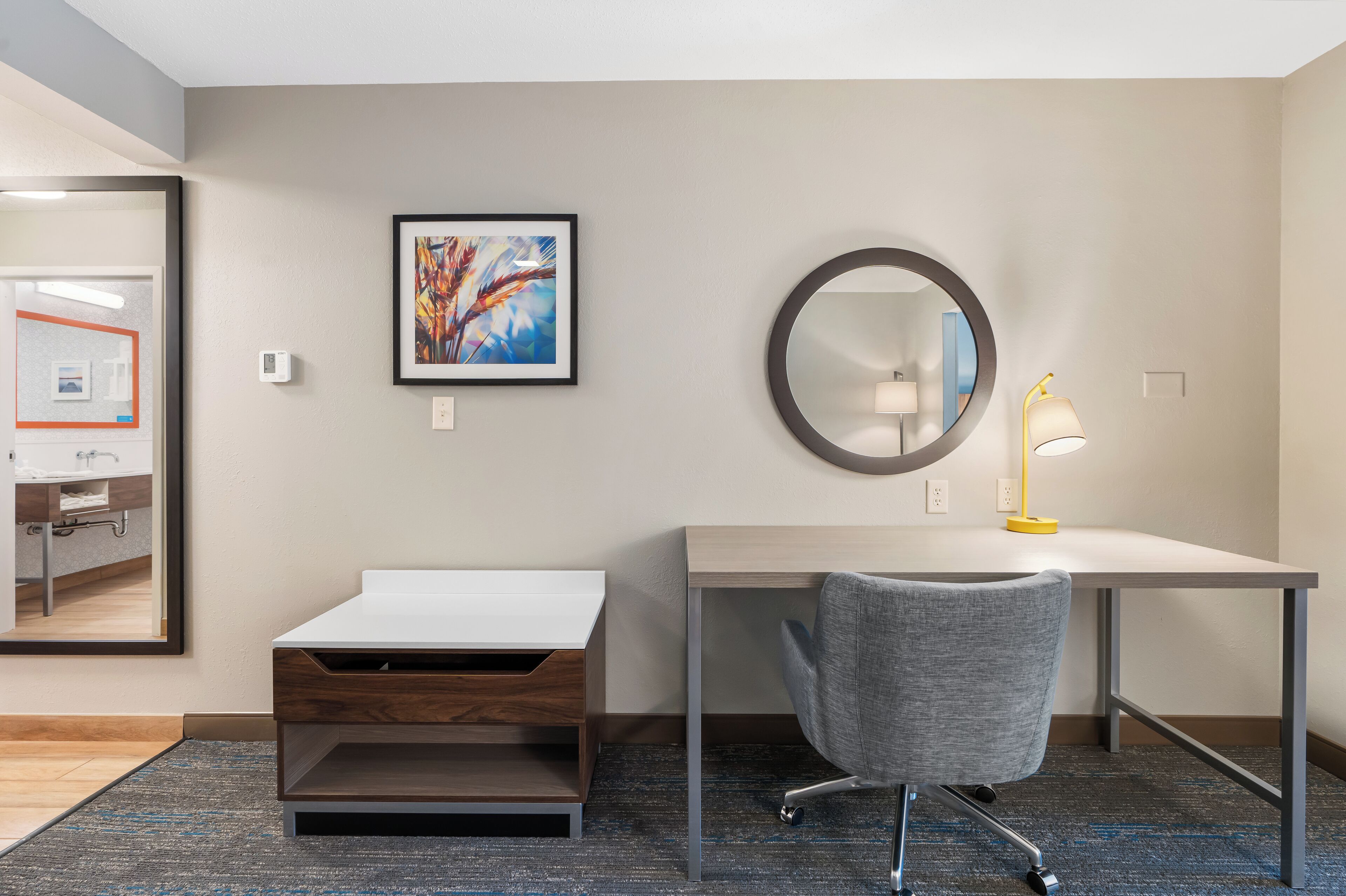 room, 1 king bed, refrigerator & microwave | in-room safe, desk, laptop workspace, blackout curtains