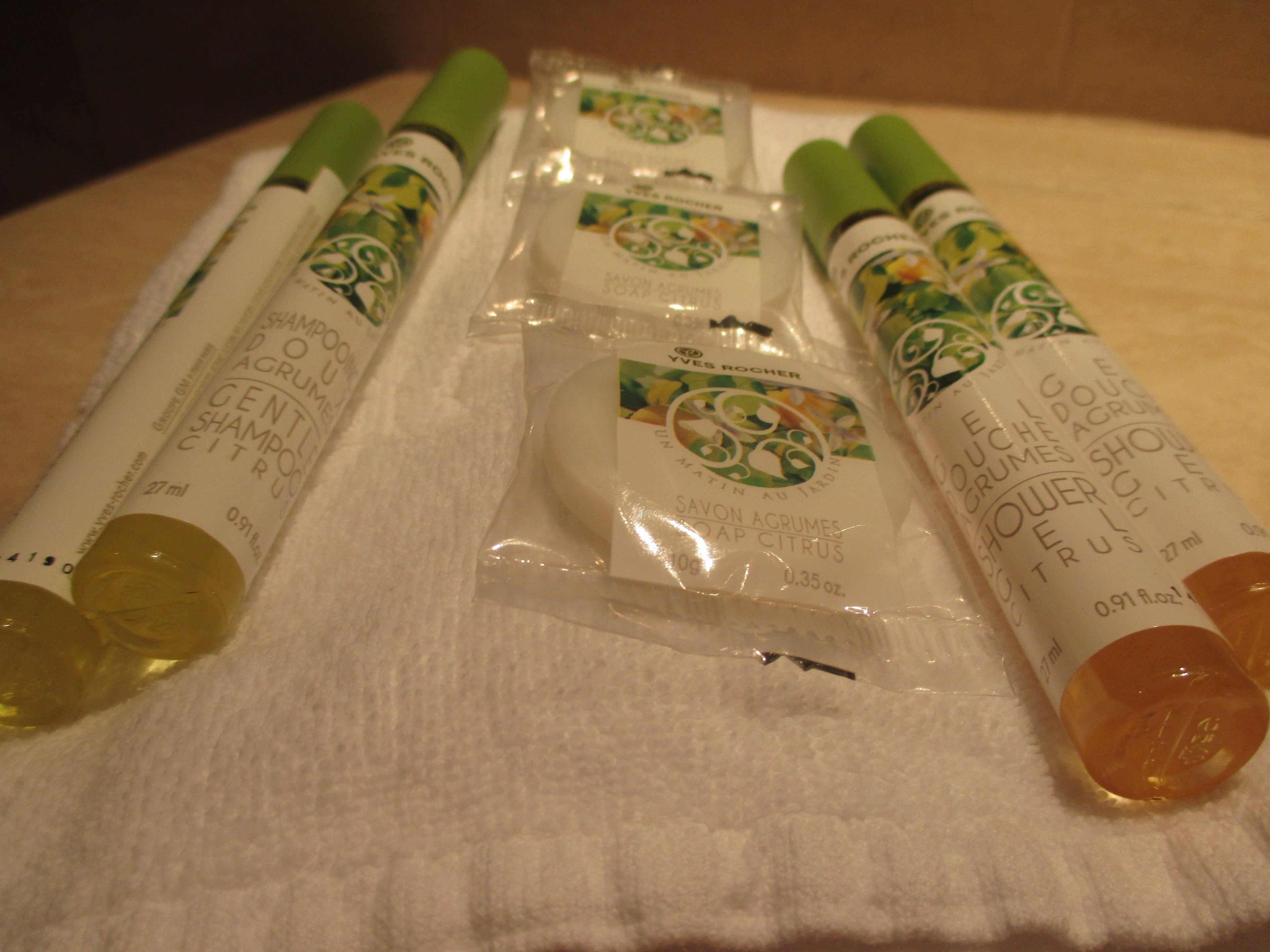 combined shower/bathtub, free toiletries, hair dryer, bidet