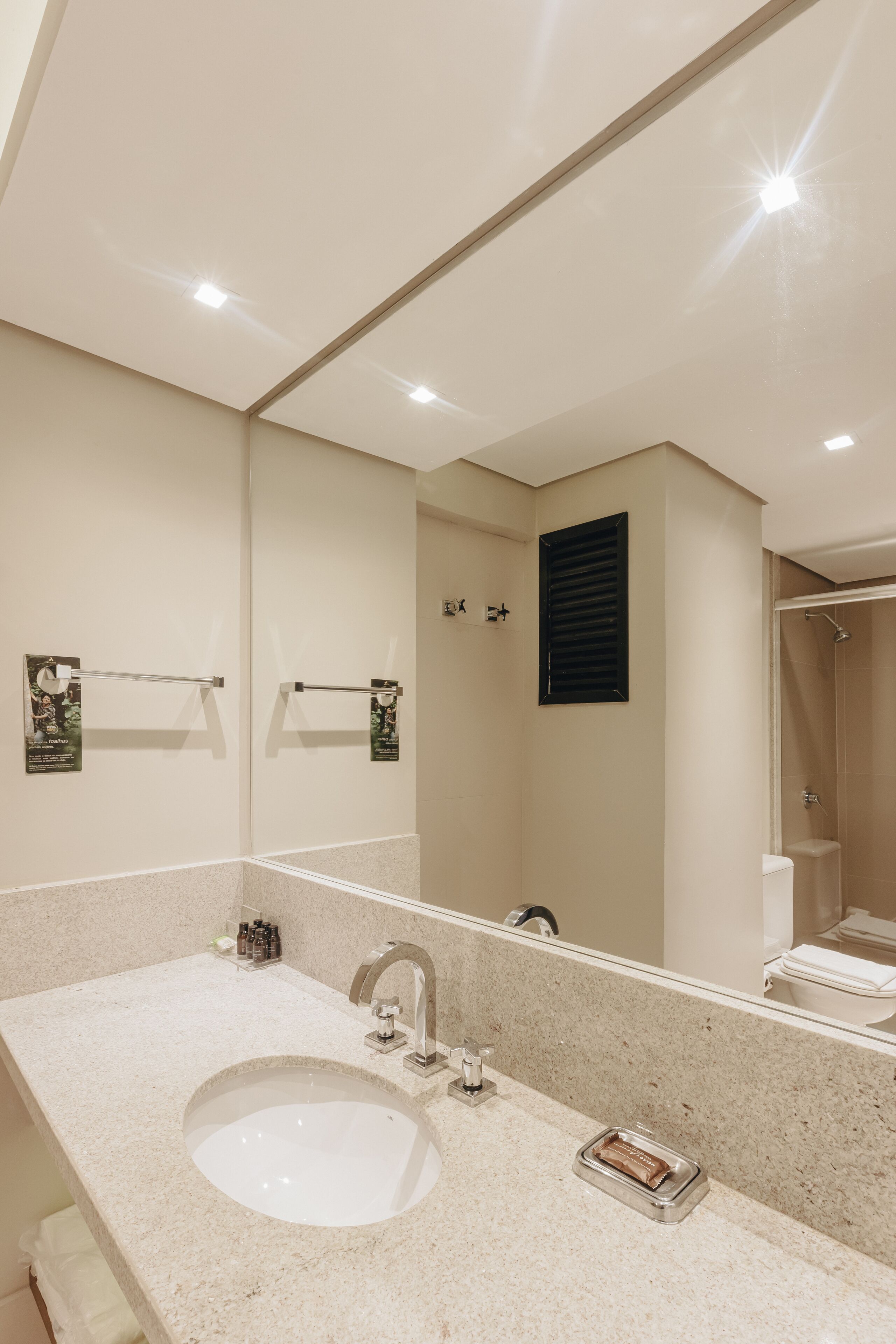 shower, eco-friendly toiletries, hair dryer, towels