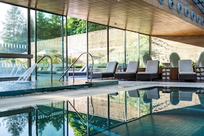Indoor pool, outdoor pool, open 7:30 AM to 9:00 PM, pool umbrellas