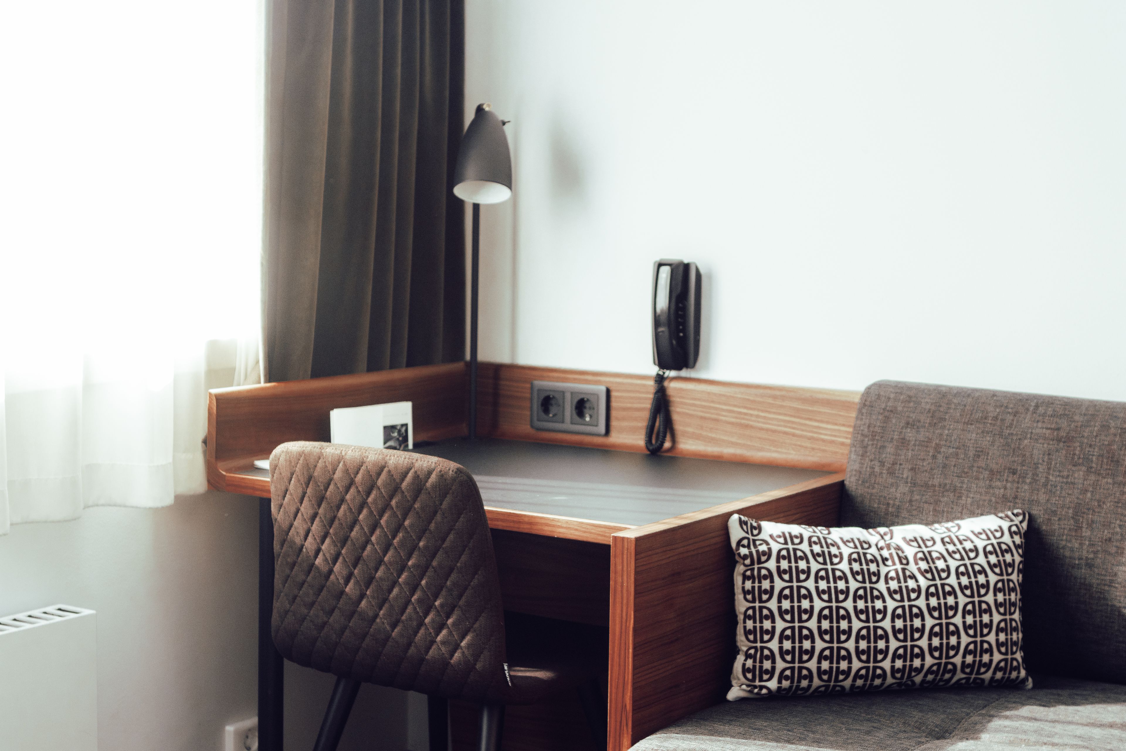 minibar, desk, laptop workspace, iron/ironing board