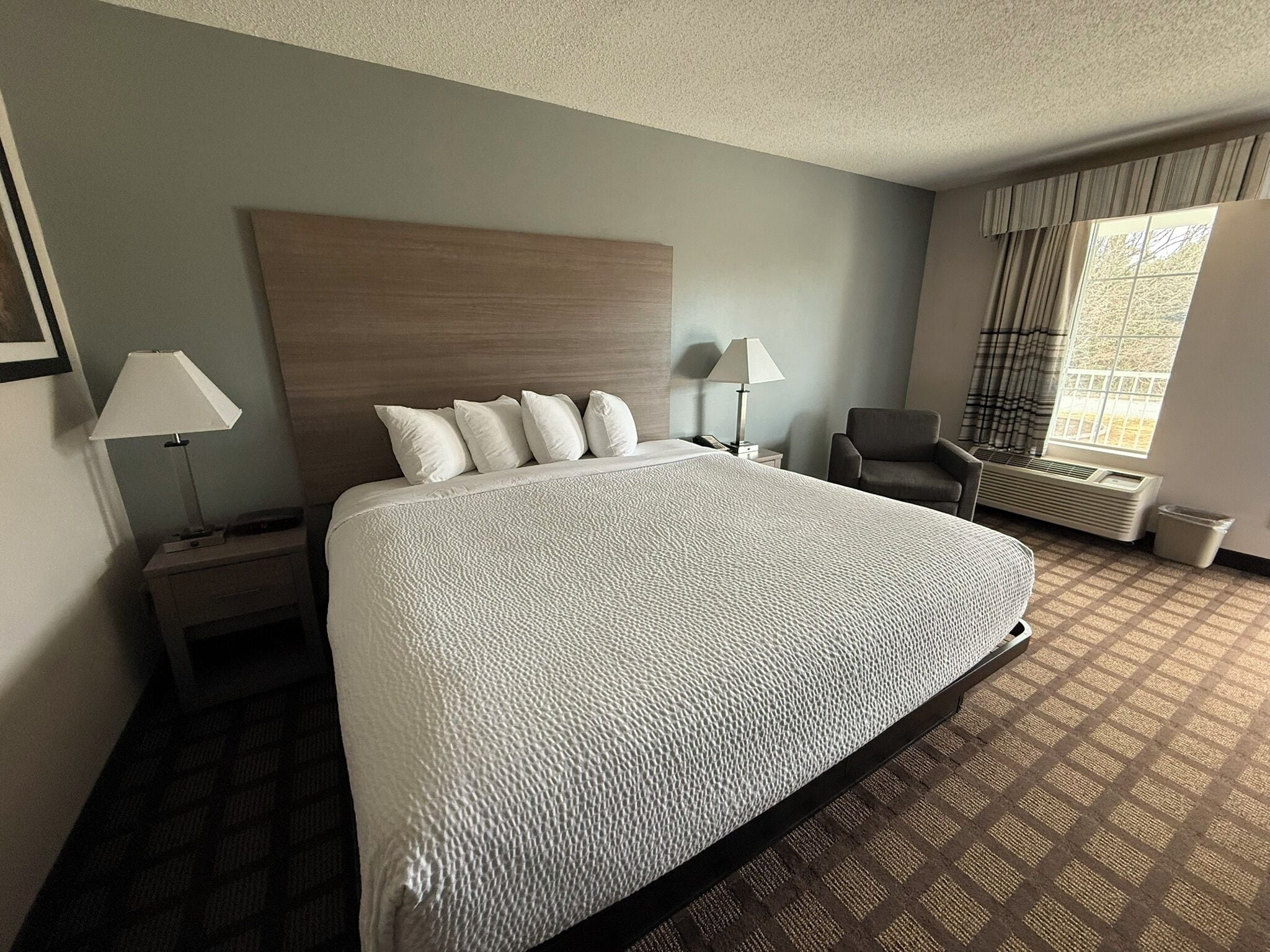 Standardrum - 1 kingsize-säng - icke-rökare | Bäddmadrasser, skrivbord, mörkläggningsgardiner och strykjärn/strykbräda