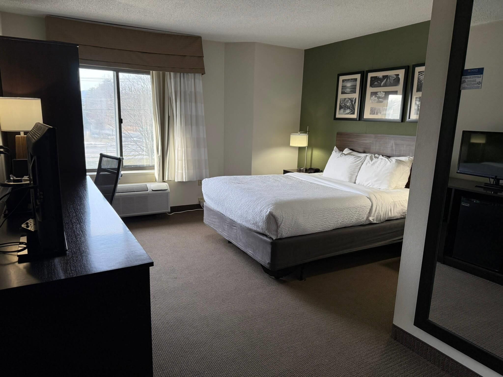 Rom, 1 queensize-seng, tilgjengelighetstilpasset, ikke-røyk (Roll–In Shower) | Skrivebord, blendingsgardiner og strykejern/-brett