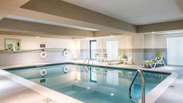 Indoor pool, open 7:00 AM to 9:00 PM, sun loungers