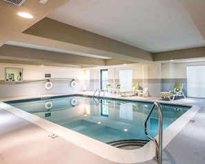 Indoor pool, open 7:00 AM to 9:00 PM, sun loungers