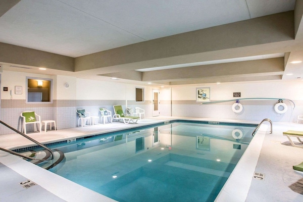 Indoor pool, open 7:00 AM to 9:00 PM, pool loungers