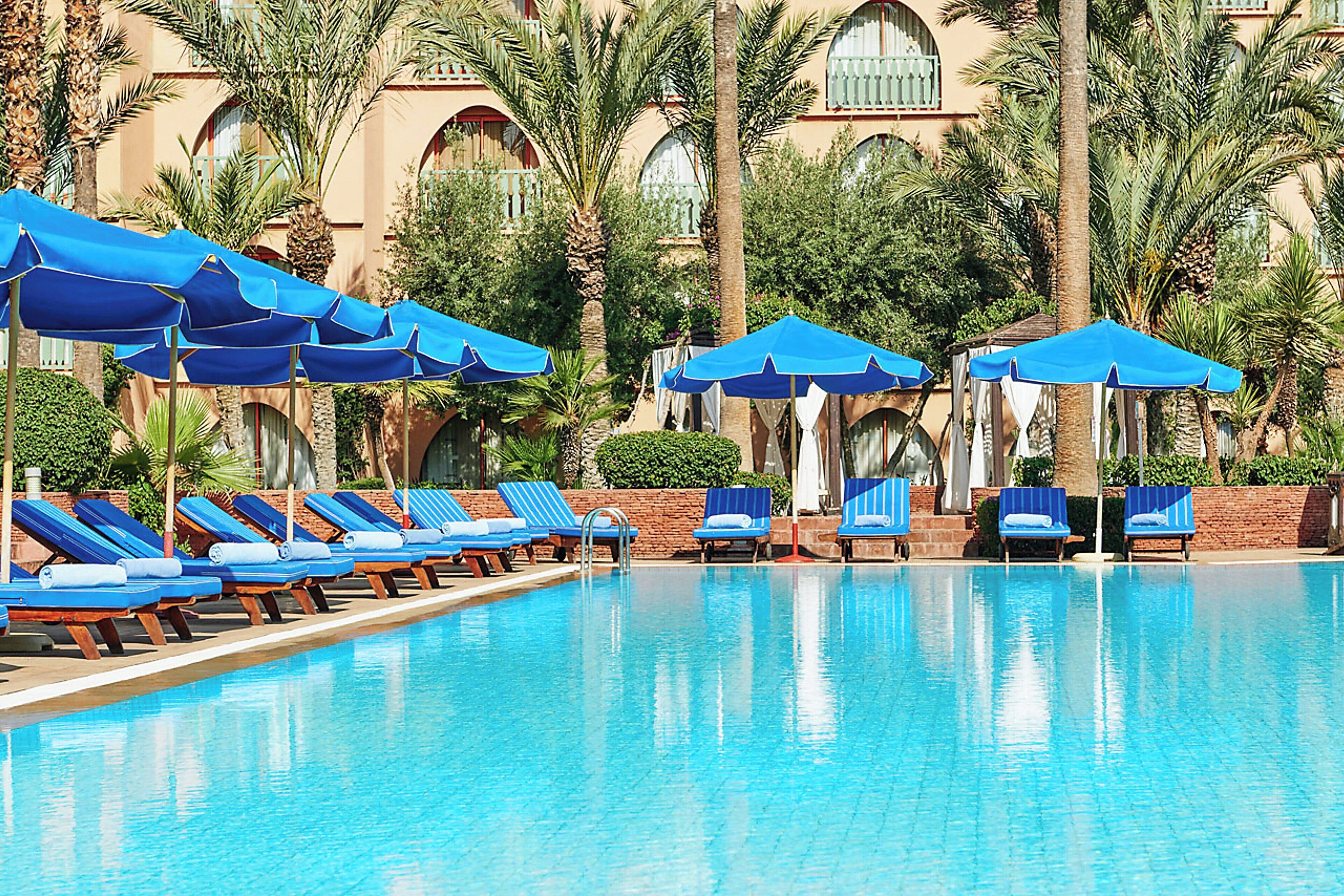 2 outdoor pools, open 9:00 am to 7:00 pm, pool umbrellas, pool loungers