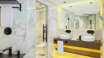 Suite, 1 Bedroom | Bathroom | Combined shower/bathtub, spring water bathtub, eco-friendly toiletries