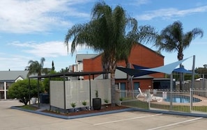 Seasonal outdoor pool, sun loungers