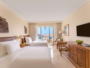 Superior Twin Room, 2 Twin Beds, Sea View | In-room safe, desk, laptop workspace, blackout drapes