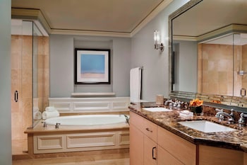 Separate tub and shower, jetted tub, designer toiletries, hair dryer at The Ritz-Carlton Key Biscayne, Miami