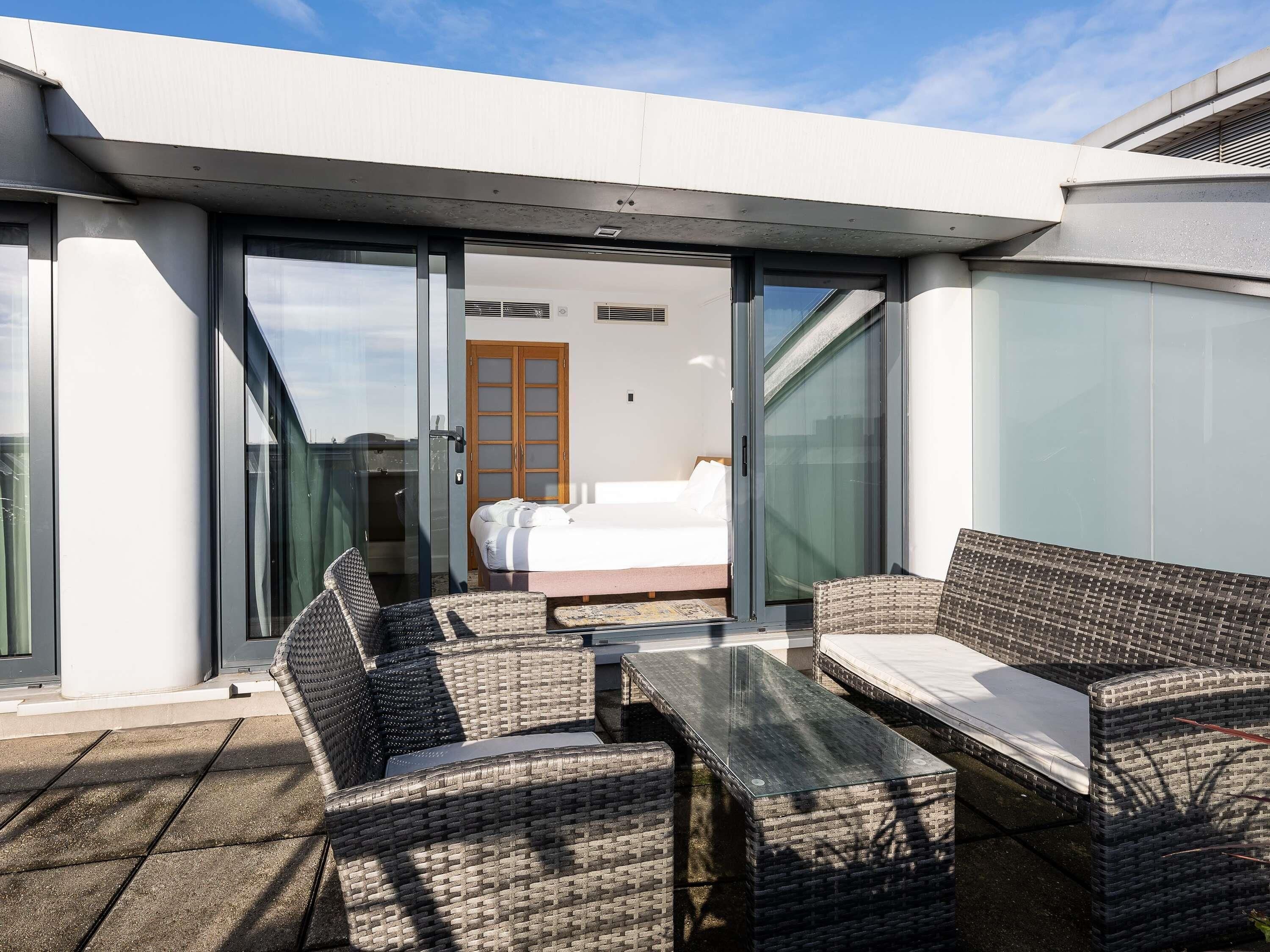 In-room safe, desk, laptop workspace, blackout curtains