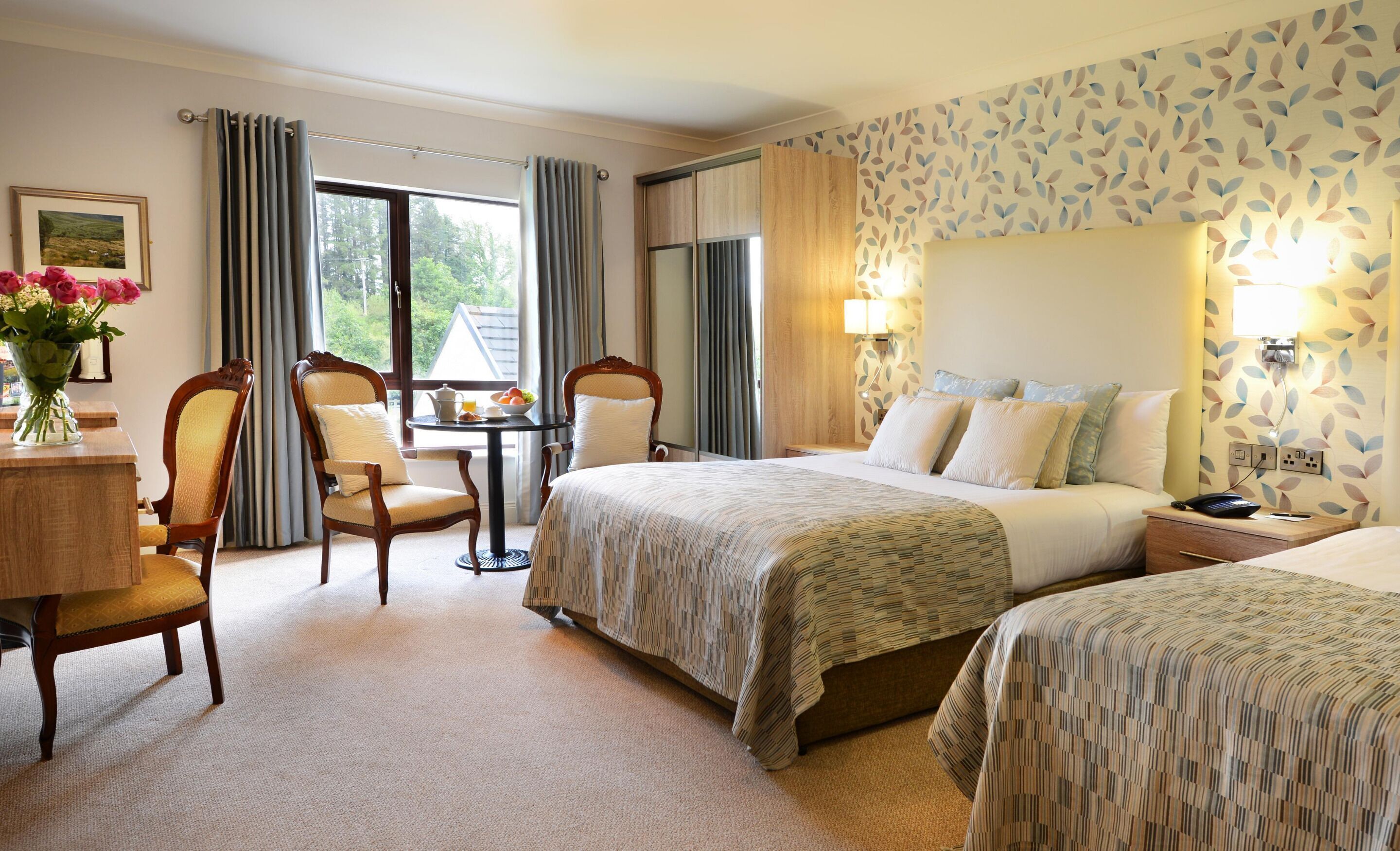 Premium bedding, desk, blackout drapes, iron/ironing board