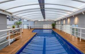 Outdoor pool, sun loungers
