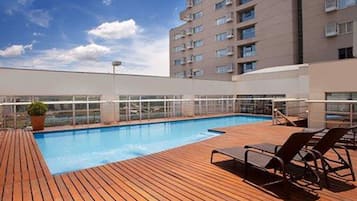 Outdoor pool, sun loungers