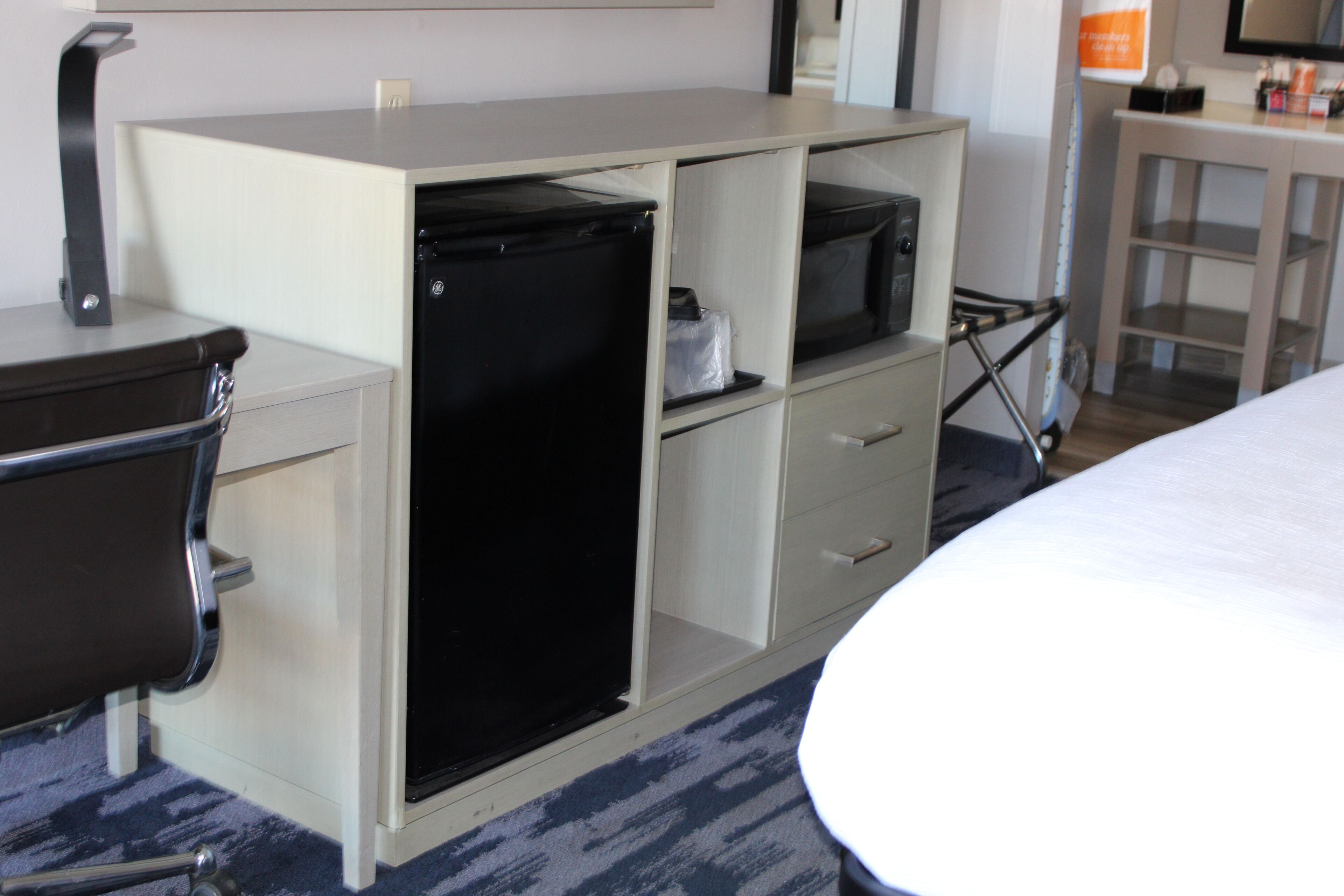 blackout curtains, iron/ironing board, free wifi, bed sheets