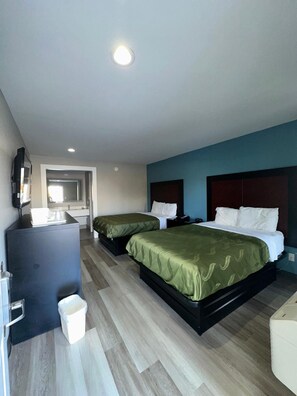 Room, 2 Double Beds, Non Smoking | Desk, free WiFi, bed sheets, alarm clocks
