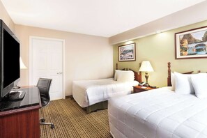 Pillow-top beds, desk, laptop workspace, blackout curtains