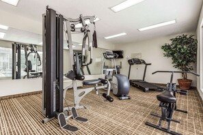 Stay active and focused in our well-equipped gym, featuring a variety of exercise equipment.