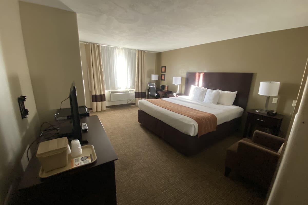 standard room, 1 king bed, non smoking | premium bedding, in-room safe, desk, blackout curtains