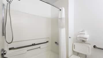 Room, 1 Queen Bed, Accessible, Non Smoking (Mobility) | Bathroom | Combined shower/tub, free toiletries, towels