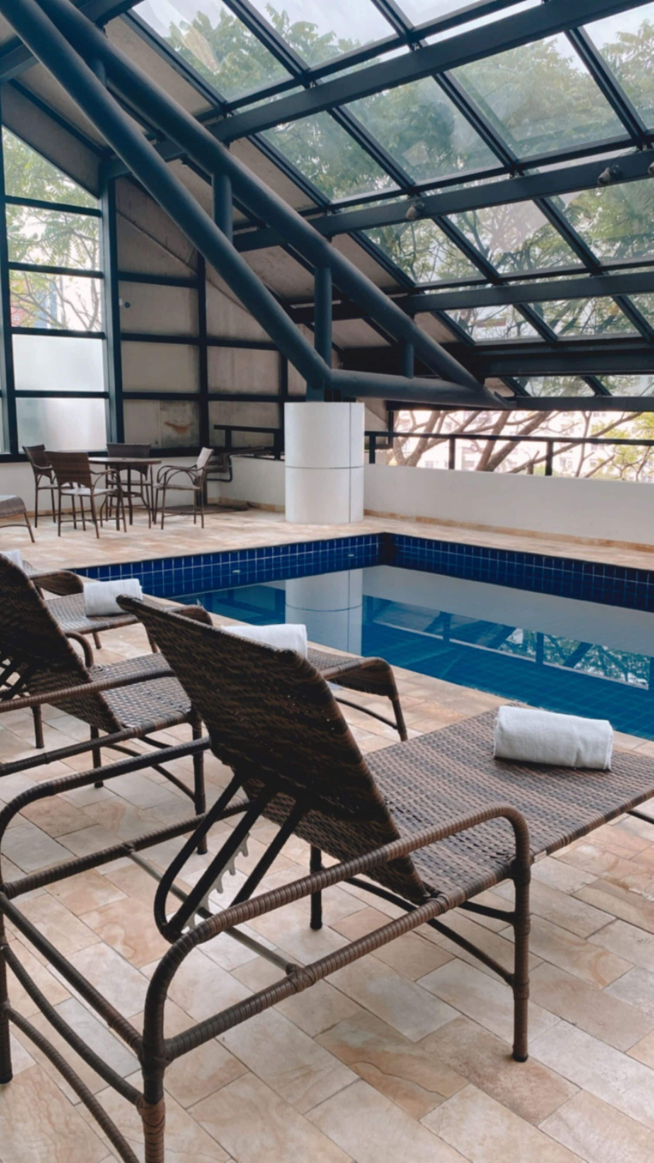indoor pool, open 7:00 am to 10:00 pm, pool loungers