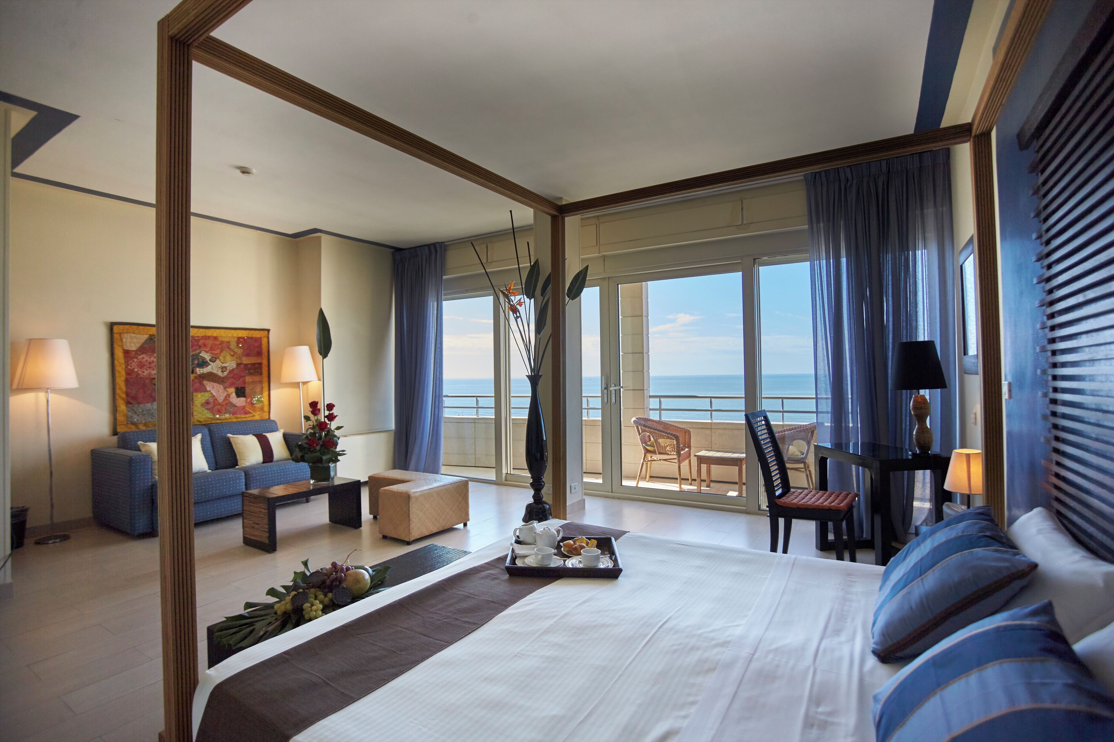 junior suite, balcony, sea view | 1 bedroom, frette italian sheets, premium bedding, down duvets