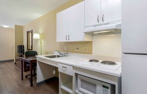 Studio, 1 Queen Bed, Accessible, Non Smoking | Private kitchen | Full-size fridge, microwave, stovetop, coffee/tea maker