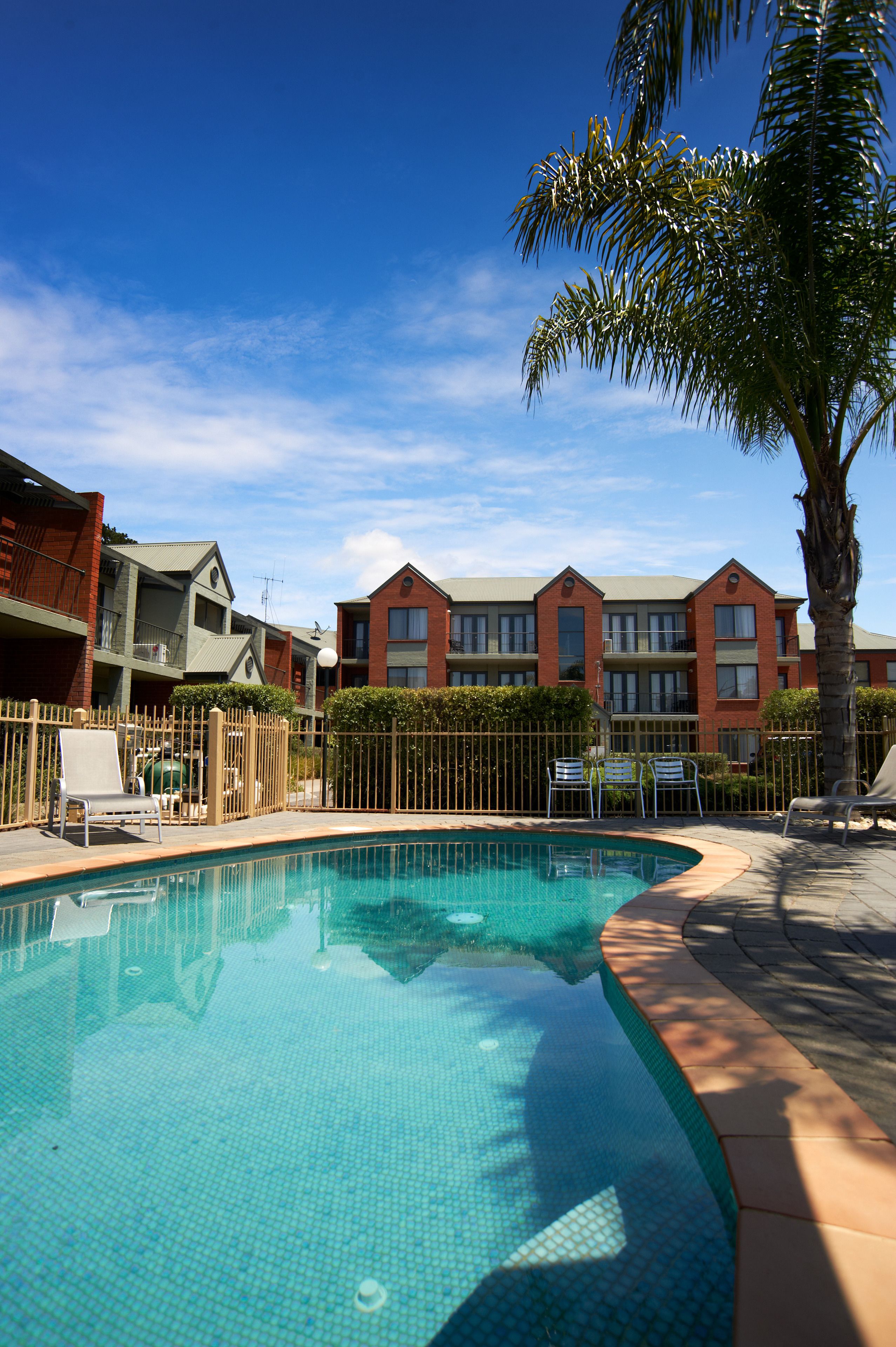 outdoor pool, pool loungers