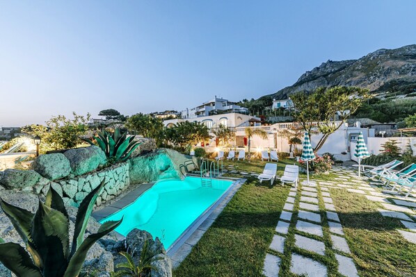 Indoor pool, outdoor pool, sun loungers