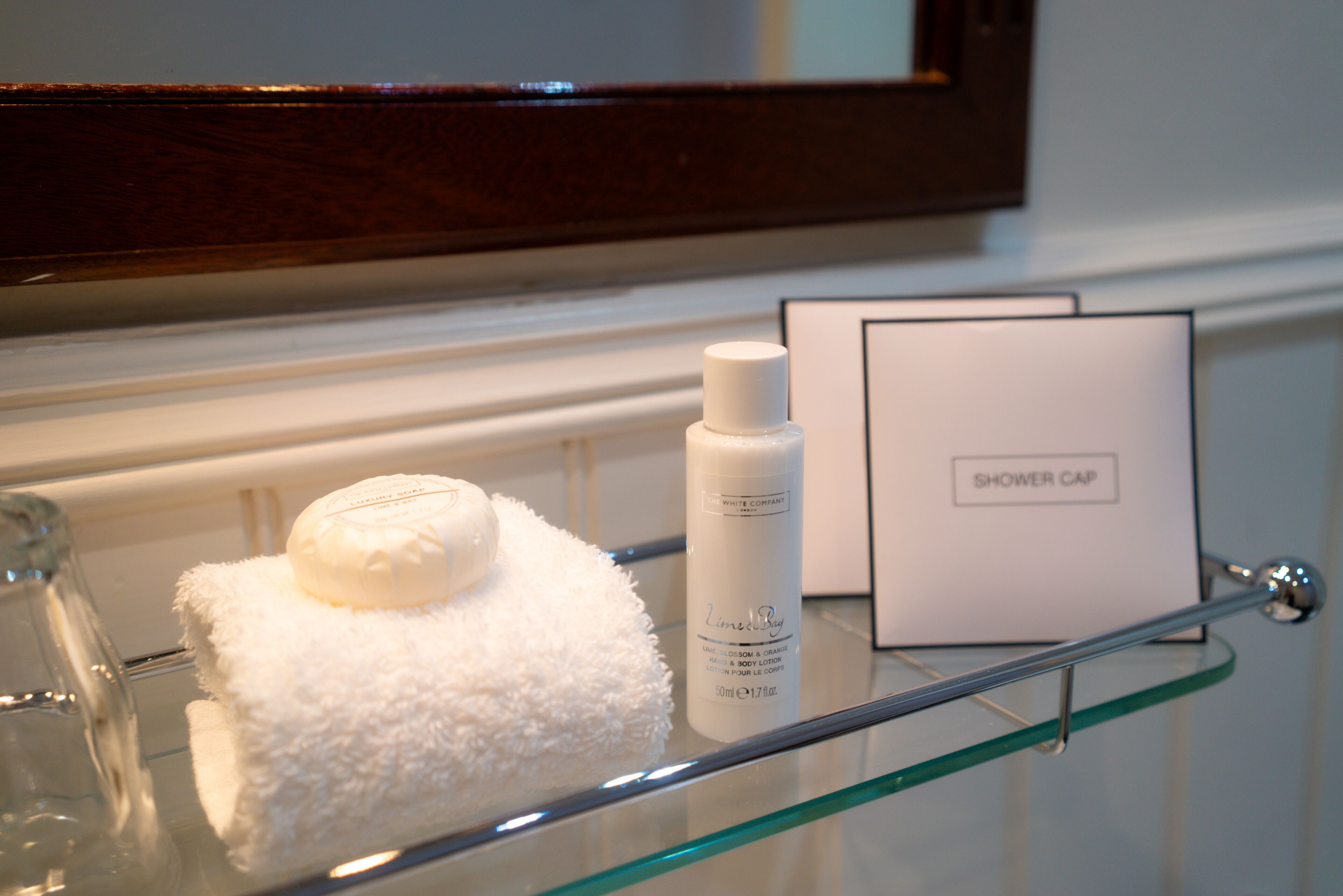 comfy room | bathroom | designer toiletries, hair dryer, bathrobes, towels