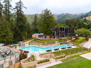 2 outdoor pools, pool umbrellas, pool loungers