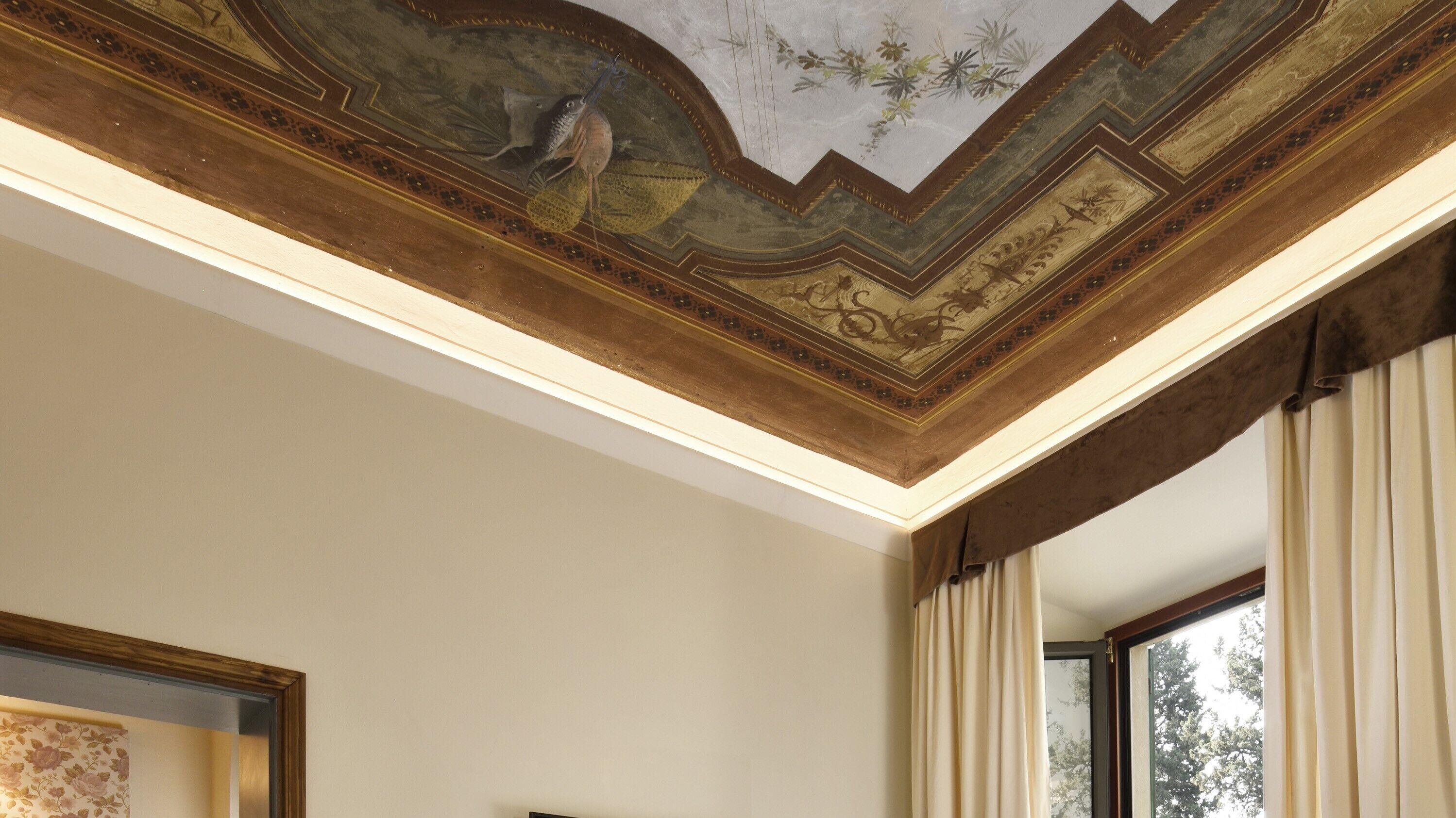 double comfort with fresco ceiling overlooking florence | 1 bedroom, down duvets, minibar, in-room safe