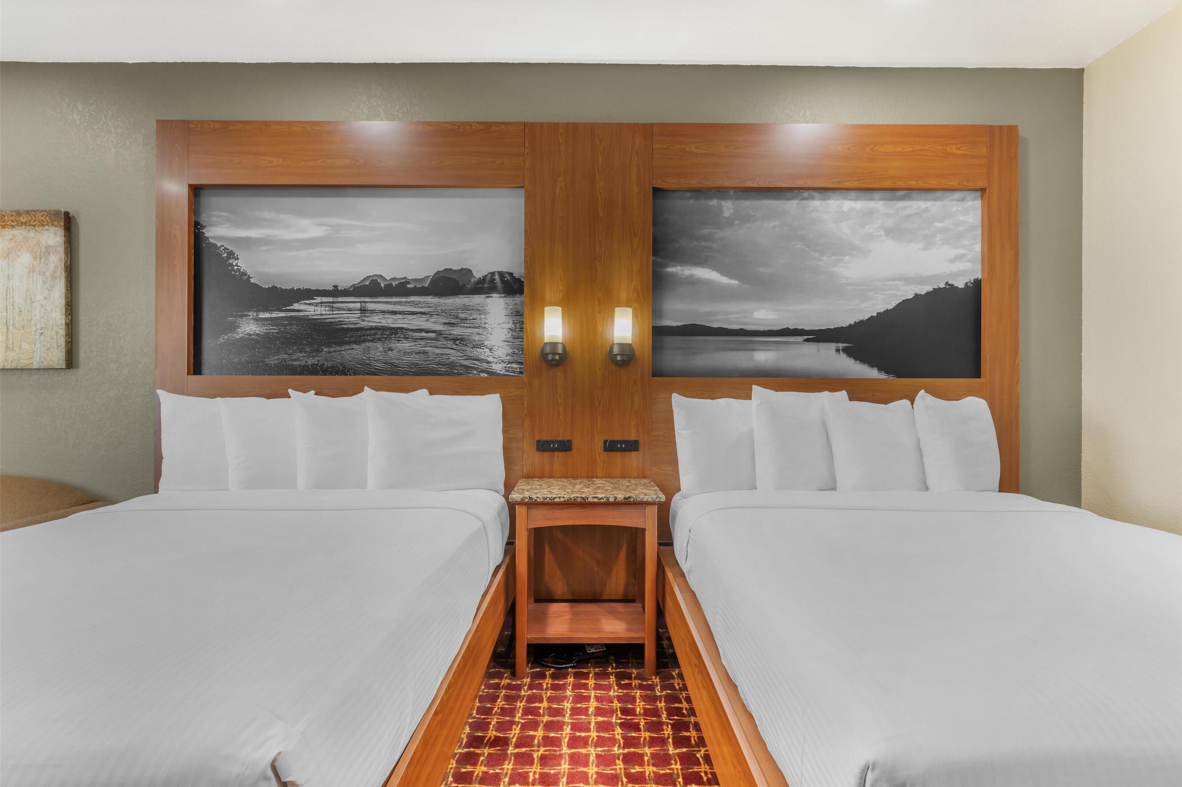 desk, laptop workspace, blackout curtains, iron/ironing board