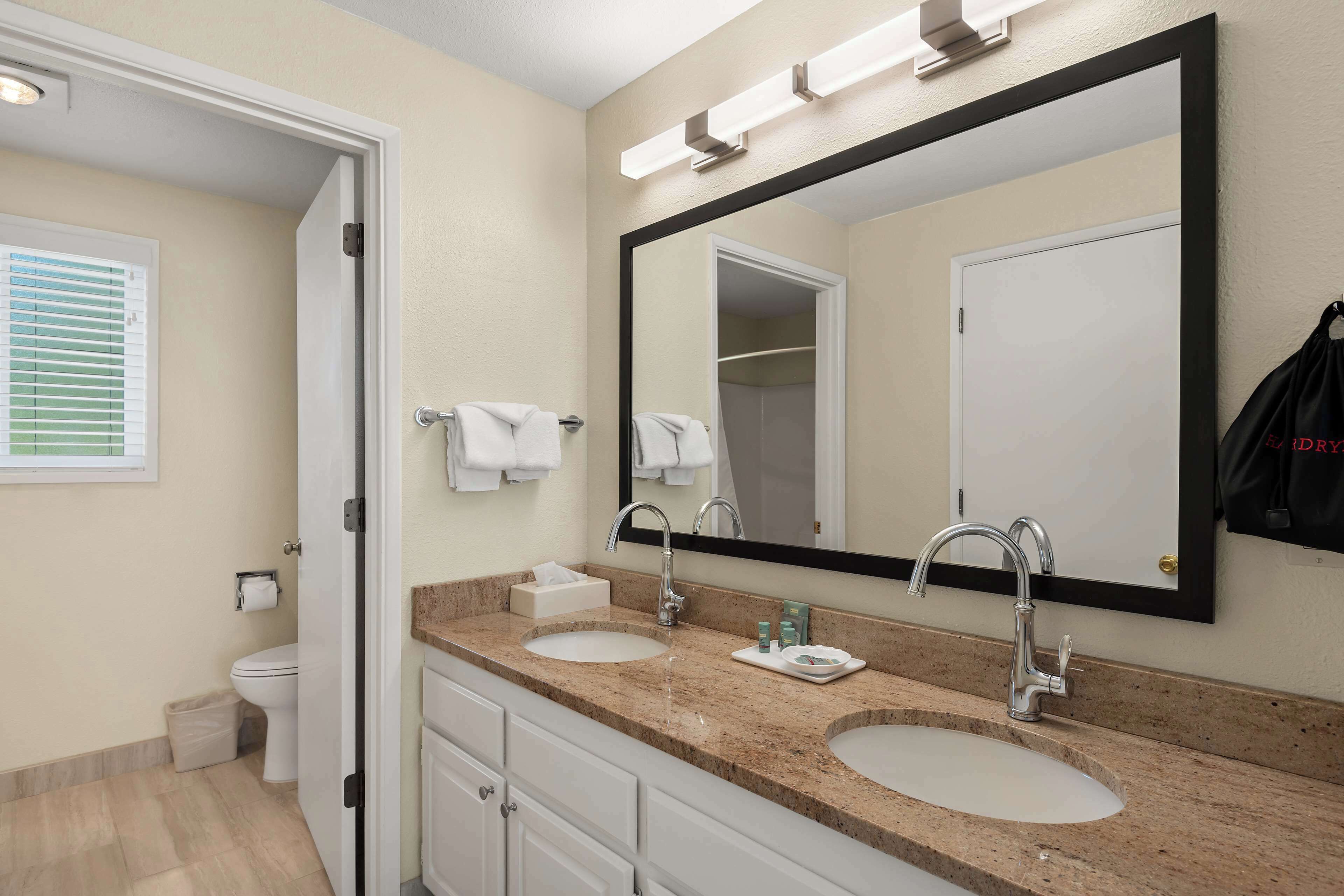 free toiletries, hair dryer, towels, soap