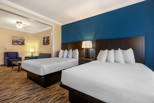 Suite, 2 Queen Beds, Non Smoking, Microwave (with Sofabed) | Desk, laptop workspace, blackout drapes, iron/ironing board