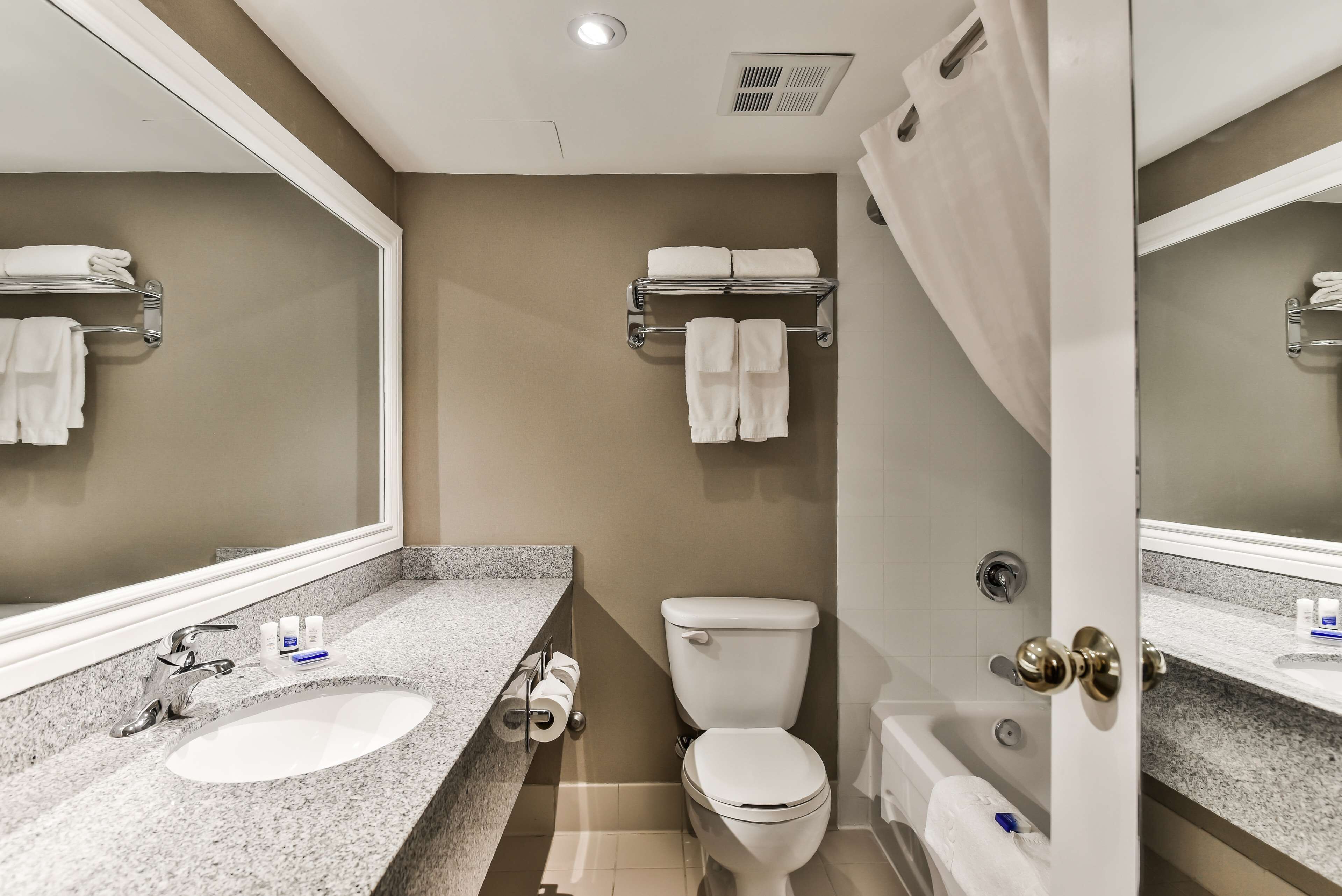 premium bedding, blackout curtains, iron/ironing board