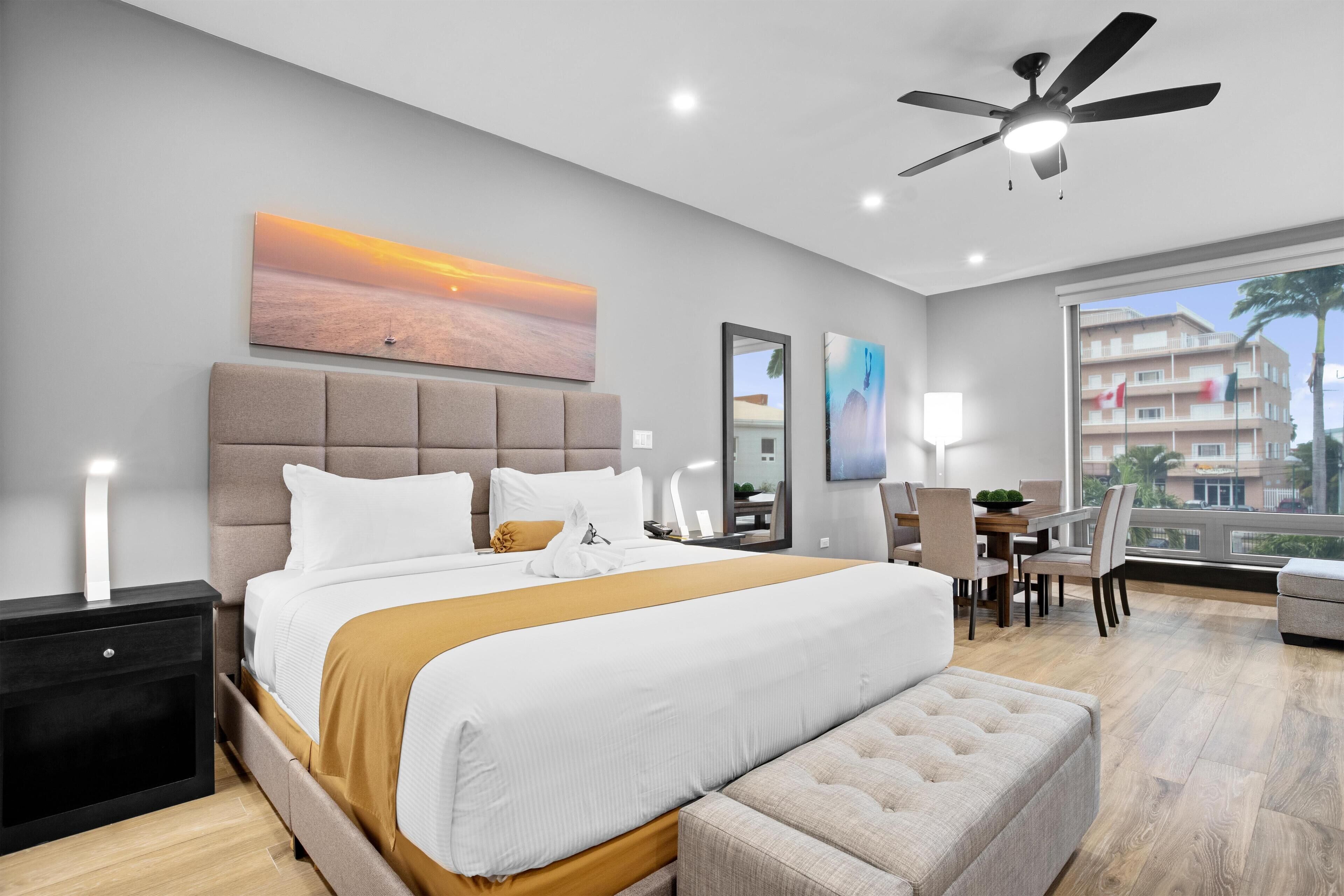 In-room safe, desk, laptop workspace, blackout drapes