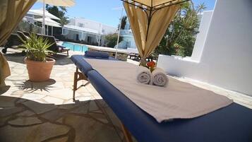 Espace de soins pour les couples, soins corporels, massages sur la plage