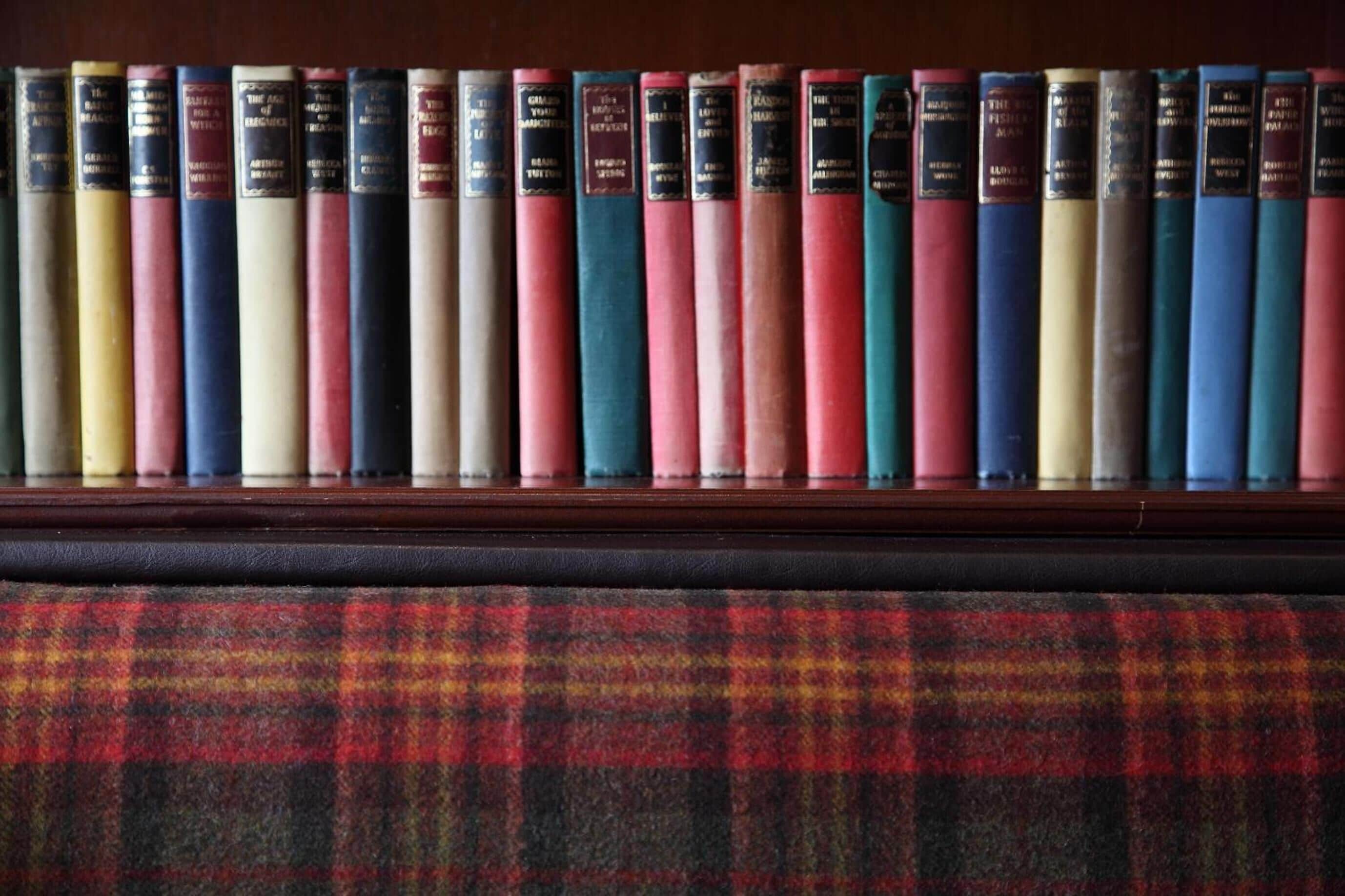 A row of books on a shelf.
