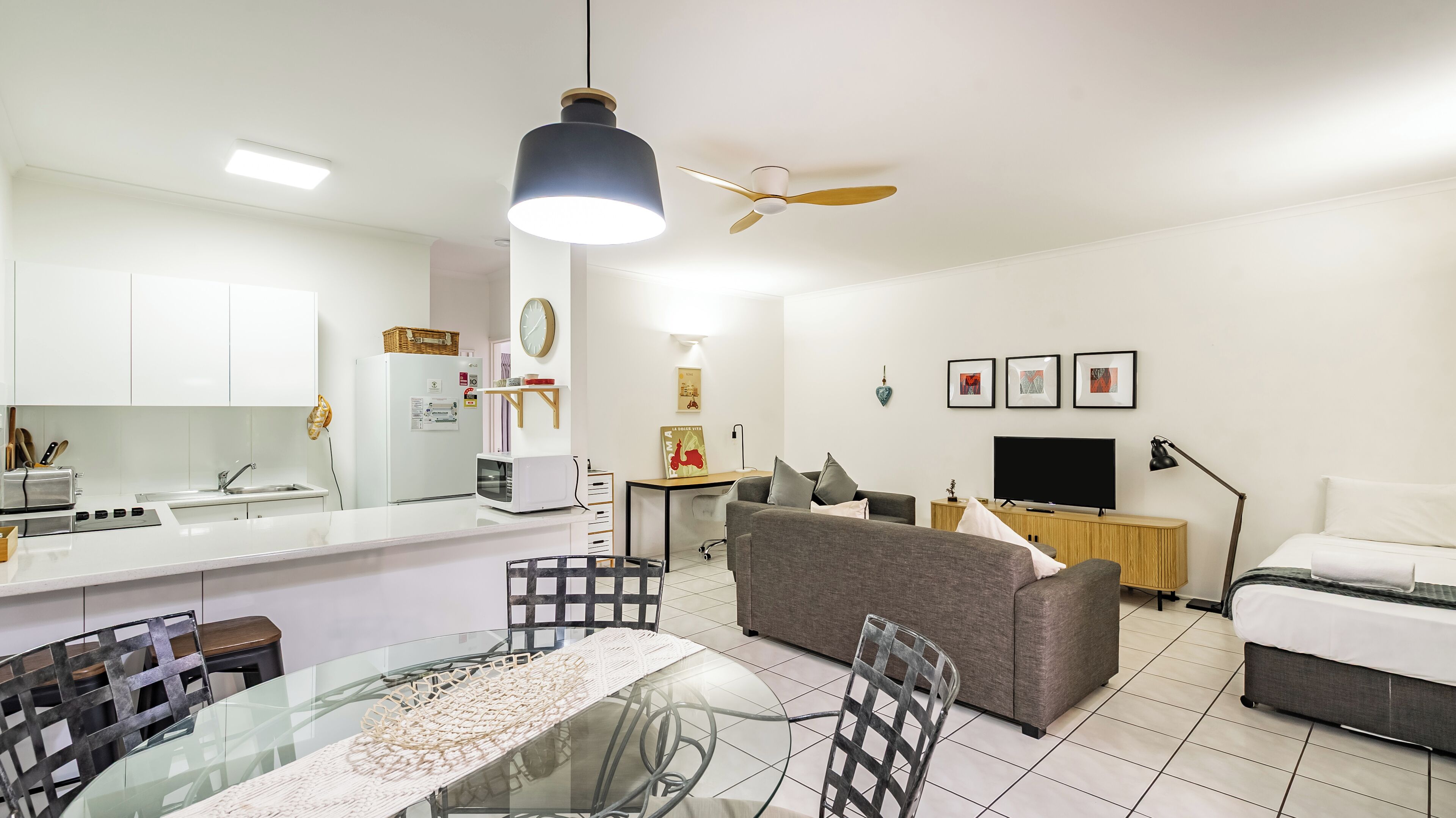 Family Suite, 1 Bedroom | Living area | 32-inch flat-screen TV with cable channels, TV, DVD player