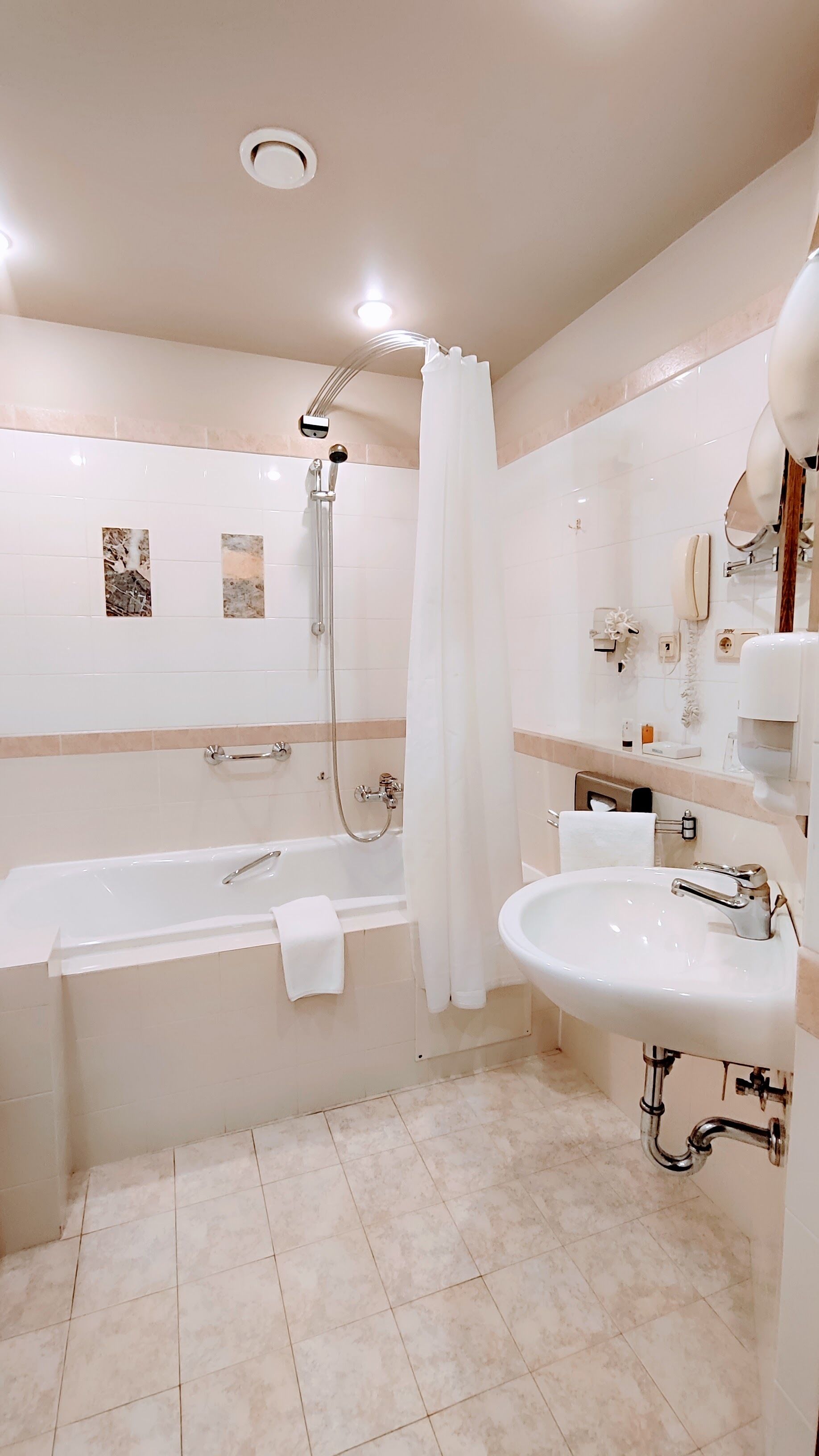 free toiletries, hair dryer, towels