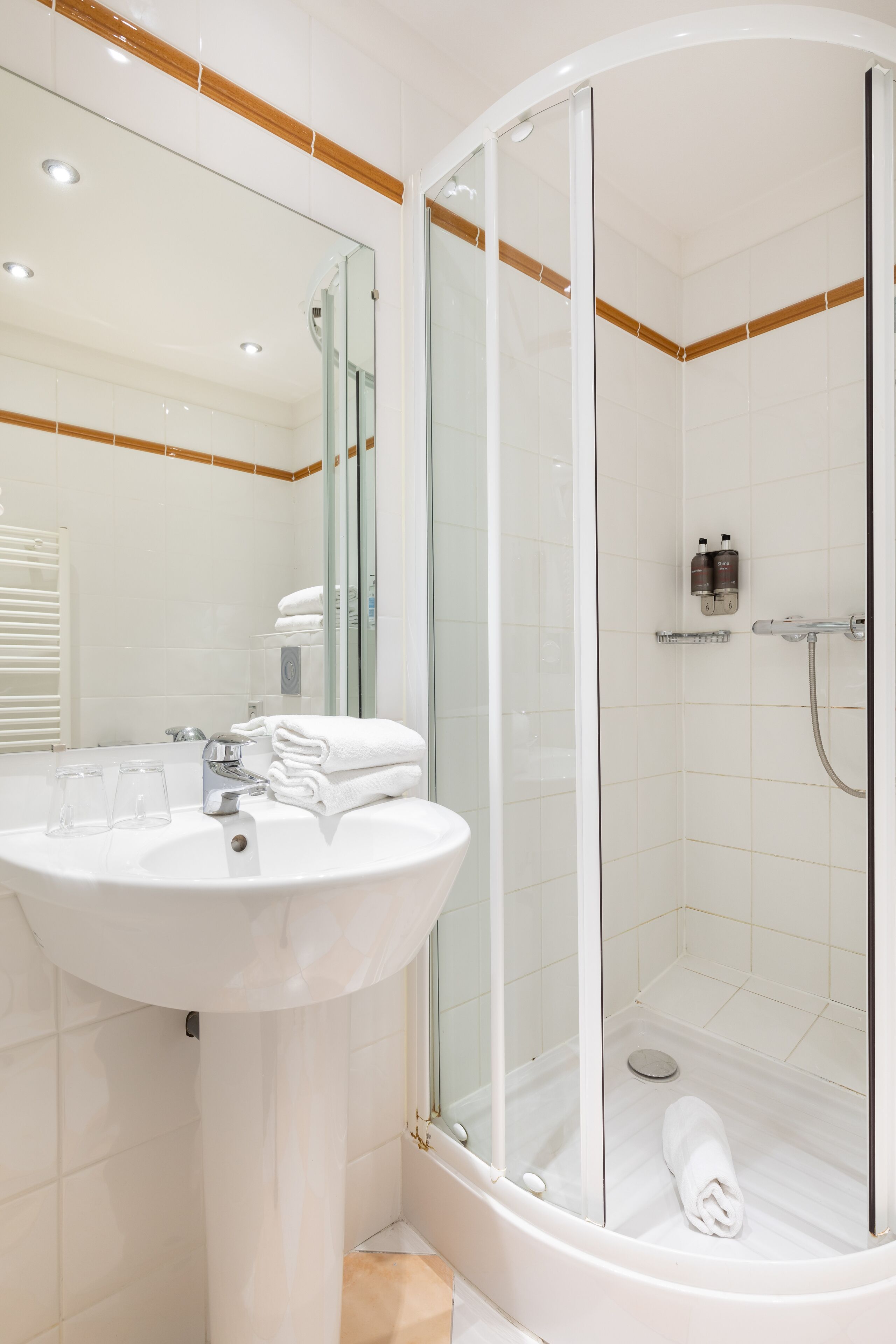 free toiletries, hair dryer, towels