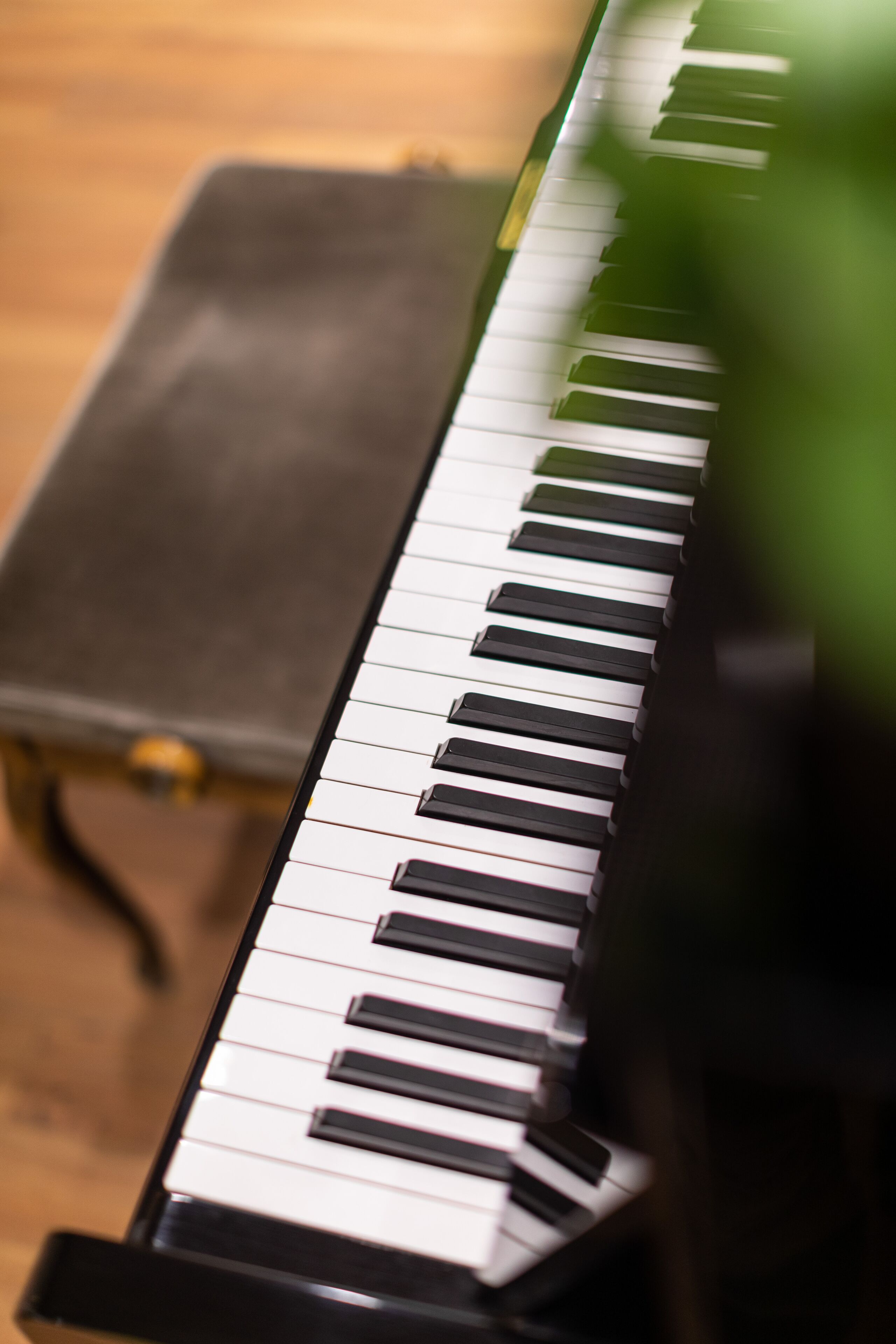 A close-up of a piano keyboard.